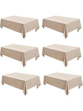Beige Faux Linen Tablecloths Rectangle